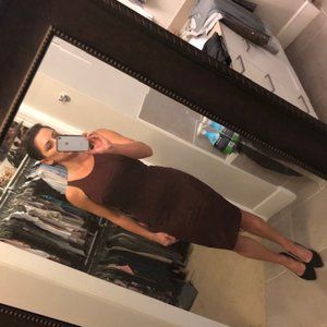 Deep Maroon & Black Dress with Gold Zipper (New)